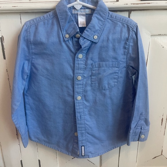 Janie And Jack, Blue Long Sleeve, Gingham Plaid Button Down Shirt, Size: 4T - Picture 2 of 3